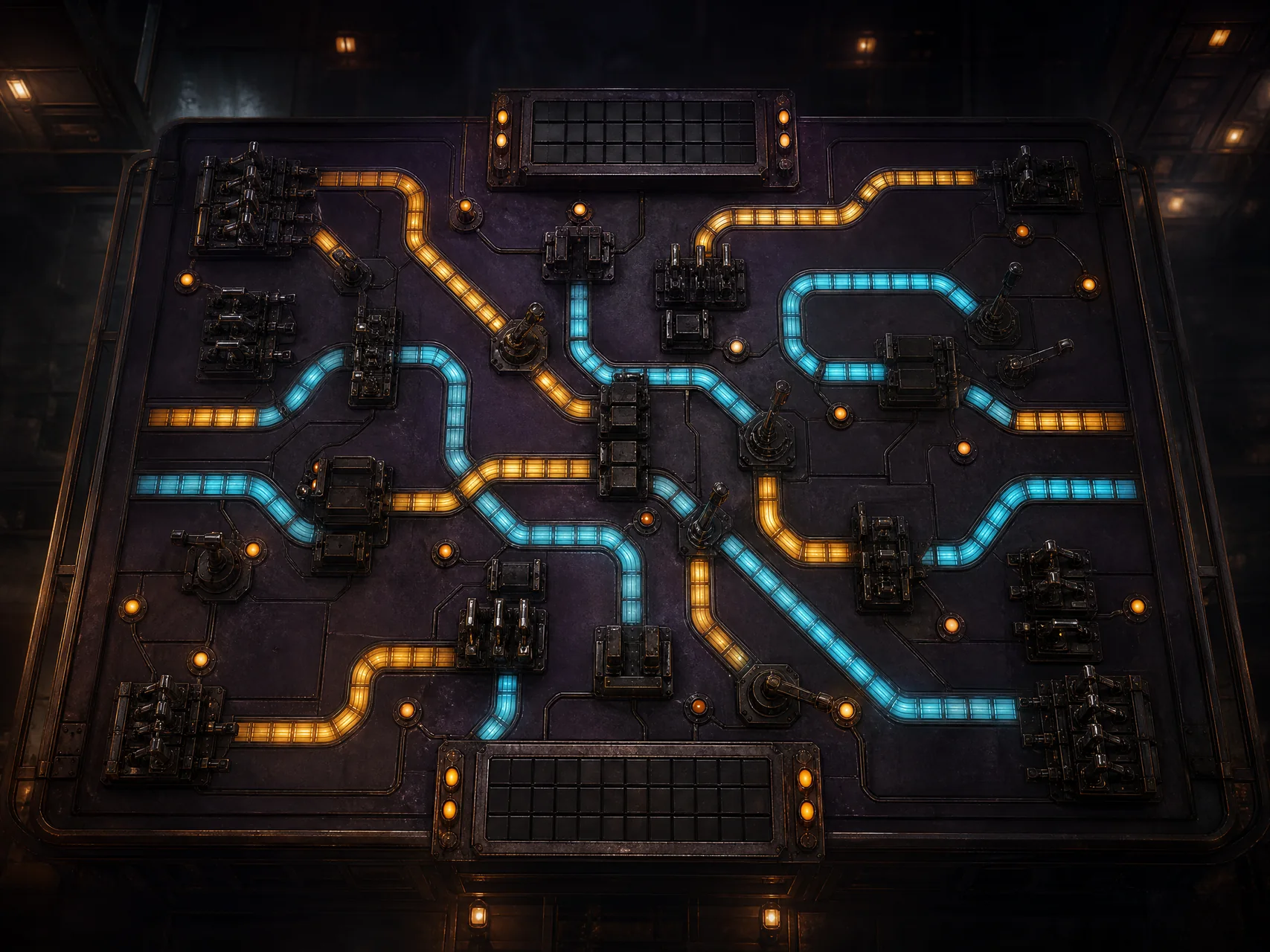 Illuminated route map branching around interruptions